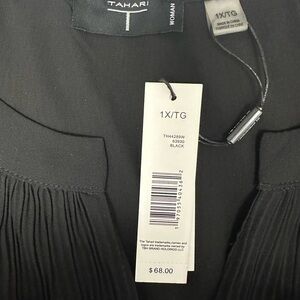 Tahari Black Pleated Top